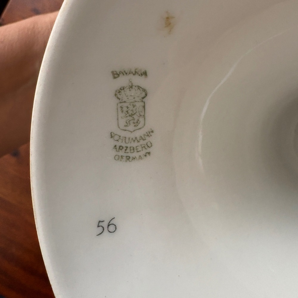 Schumann Arzberg Bavaria Pedestal Bowl Floral Gold‎ Gilt Scalloped German 56 - Picture 9 of 9